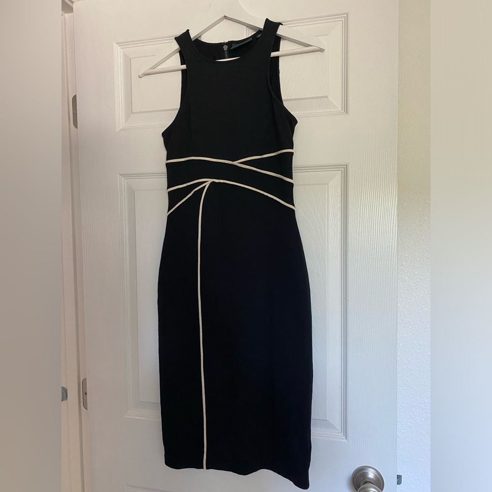 Anthropologie Maeve Cavatina Black and White Bodycon Midi Dress Size 0